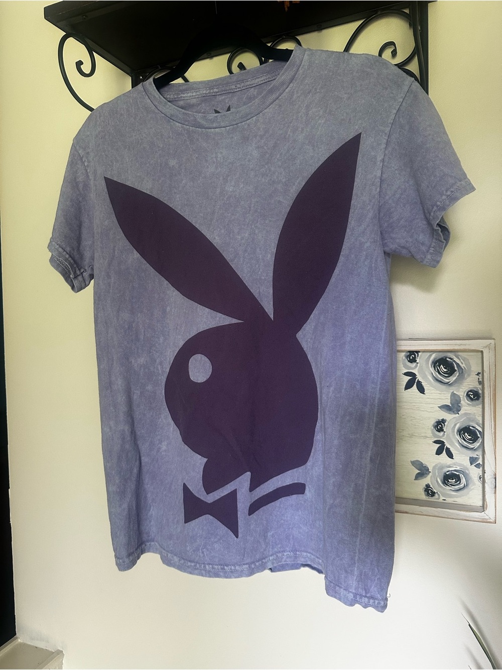 PLAYBOY Purple Mineral Wash Graphic Bunny Short Sleeve Tee